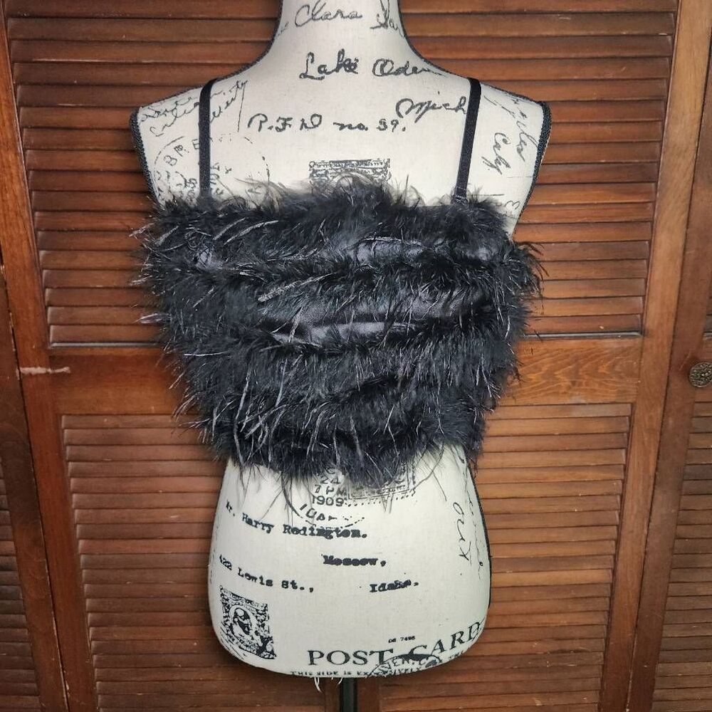 Bailey 44 Ostrich Feather Crop Tank Top